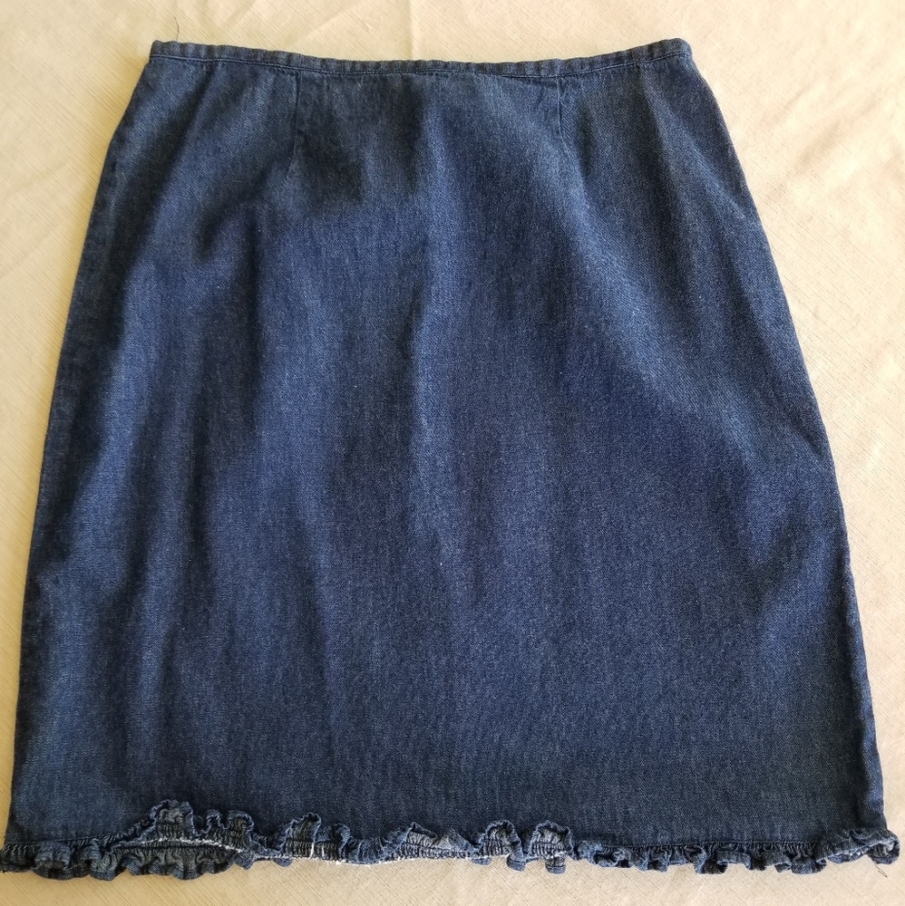 Sz L Faded Glory Denim Skirt
